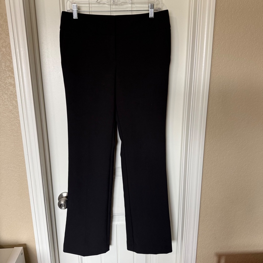 Ann Taylor Modern Fit Trousers Women 4 Black Excellent Flare Leg Mid Rise Pants - Picture 2 of 7